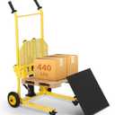 Hydraulic Material Lift, 440 LBS Capacity Pallet Truck Dolly, Lift Table, Fork Lift, 36 in Max Lift Winch Stacker, Multifunctional Hydraulic Hand Truck with Steel Platform Board, Adjustable Forks