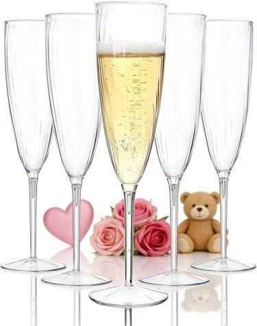 WDF 36PCS Clear Champagne Flutes Plastic - 6 OZ Clear Disposable Champagne Flutes Party Supplies for Wedding/Birthday/Parties