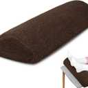 Sintuff Recliner Leg Rest Cushion Sofa Footrest Pillow with Cover Half Moon Bolster Pillow Under Knee Pillow for Sleeping On Back Alleviating Pain, 19.7 x 8 x 3.5 Inch (Coffee)