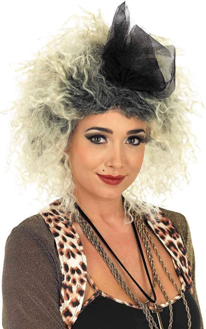 fun shack 80s Pop Diva Wig, Blonde Mullet Wig for Women, Big Hair Rockstar Wig, 80s Wigs for Women, Rock Band Costume Accessory