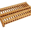 Bamboo Dish Drying Rack, 2-Tier Folding Wooden Dish Rack Sink Dish Drainer Plate Cutlery Dryer Draining Rack for Home Kitchen