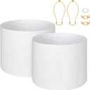 Extra Large White Lamp Shades Set of 2 Natural Linen 16" Top X 16" Bottom X 12" Height Lampshade Fits for Home Bedroom Living Room Decor Easy Assembly Required Lamp Shade Holder Included Spider Fitter