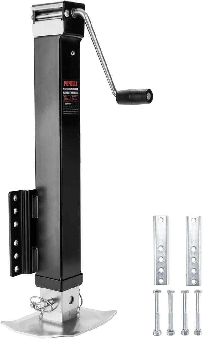 8000lbs Heavy Duty Trailer Jack, 30" Lift Swivel Bolt-on Trailer Jack with Adjustable Drop Leg for RVs, Utility Trailers, and Yachts