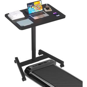 28-Inch Mobile Standing Desk, Adjustable Computer Desk, Portable Standing Desk with Lockable Wheels, Rolling Table for Home Office Classroom Hospital (Jet - Black) (Aluminum Pro)