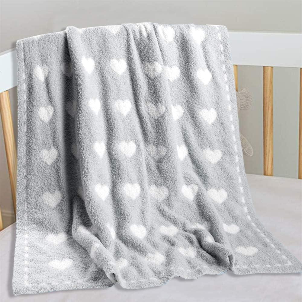 Kid Nation Baby Blankets for Girls Boys Toddler Double-Sided Heart Blanket,40"X 30"Soft Plush Crib Blanket Fluffy Baby Quilt Newborn Stroller Blanket,Grey