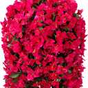 INSPRING Artificial Bougainvillea Faux Flowers Plants Baskets for Outdoor Outside Decoration, 3PCS Fake Silk Flowers Long Trailing Vines UV Resistant Realistic for Front Door Porch Patio (Hotpink)