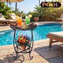 Cinnvoice Outdoor Side Table Round Small Mosaic Patio Accent Indoor End Plant Coffee Tea Table for Yard Patio Porch Garden Living Room, Bedroom(Palm Tree Style,14 Inch)