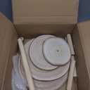 3 Pcs Wood Dessert Table Display Set,4 Tier Rustic Cupcake Stands, 1 and 3 Tier Natural Dessert Tower for Wedding Farmhouse Vintage Table Decor