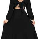 blibean Tween Girls Tie Back Dresses Embroidery Sleeve Size 6-15 Years