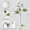florisso 6 Pcs 27" Faux Silk Artificial Peony Flowers, Fake Peony Branches for Vase DIY Bouquet Centerpieces Wedding Shower Decorations, White