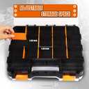 Jack Boss Tool Box with Transparent Lid, Double Side 34-Compartments Organizer Box with Removable Dividers for Hardware, Screws, Bolts, Nails, Beads, Jewelry and Fishing Accessories, Orange, 4 Pack