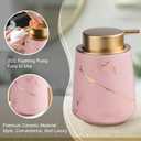 YYW Marble Foaming Soap Dispenser - 13.5oz Ceramic Hand Soap Pump for Kitchen, Bathroom - Cute Dishwashing Liquid Dispenser With Large Easy-to-Squeeze Head (Pink)