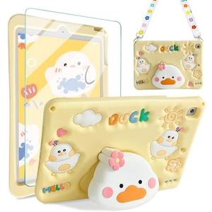 for iPad 9th 8th 7th Generation Case iPad 10.2 Case with Screen Protector Shoulder Strap Cute Duck Case Stand Kickstand Cartoon Silicone Cover Girls Kids for iPad 9th/8th/7th Gen 10.2''(Yellow) for iPad 9th 8th 7th Generation Case iPad 10.2 Case with Screen Protector Shoulder Strap Cute Duck Case Stand Kickstand Cartoon Silicone Cover Girls Kids for iPad 9th/8th/7th Gen 10.2''(Yellow)
