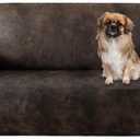 Loveseat Covers, Couch Covers for 2 Cushion Couches, Stretch Sofa Covers with Leather-Like Texture, Washable, Non-Slip 1-Piece for Dogs, Cats and Kids (Loveseat, Brown)