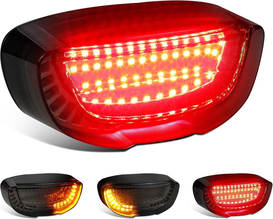 QUASCO Motorcycle Brake Tail Light Integrated Turn Signals Compatible with Honda Suzuki Yamaha ATV Cruiser Sportbikes Touring Dirt Bike Standard Street Bikes