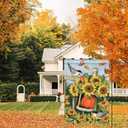 2 x Fall Garden Flags 12x18 Double Sided Outside, Pumpkins Sunflower Autumn Yard Outdoor Flag
