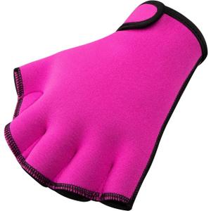 FitsT4 Sports Aqua Gloves Webbed Paddle Swim Gloves Fitness Water Aerobics (Medium, Rose Red)