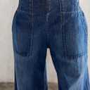 Womens Mid Rise Wide Leg Jeans Casual Baggy Pull-On Jeans Trendy Long Denim Pants with Pockets (Blue, S)