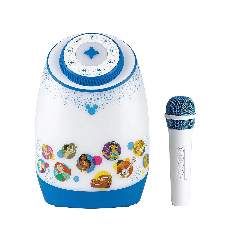 eKids Disney Karaoke Machine for Kids with Bluetooth Speaker and Wireless Microphone, Easily Access Disney Playlists with New EZ Link+ Feature