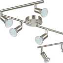 Unicozin LED Track Lighting Kit, Matt Nickel 8 Way Ceiling Spot Lighting, Flexibly Rotatable Light Head, Modern Track Light Included 8 x LED GU10 Bulb (4W, Daylight White, 400LM)