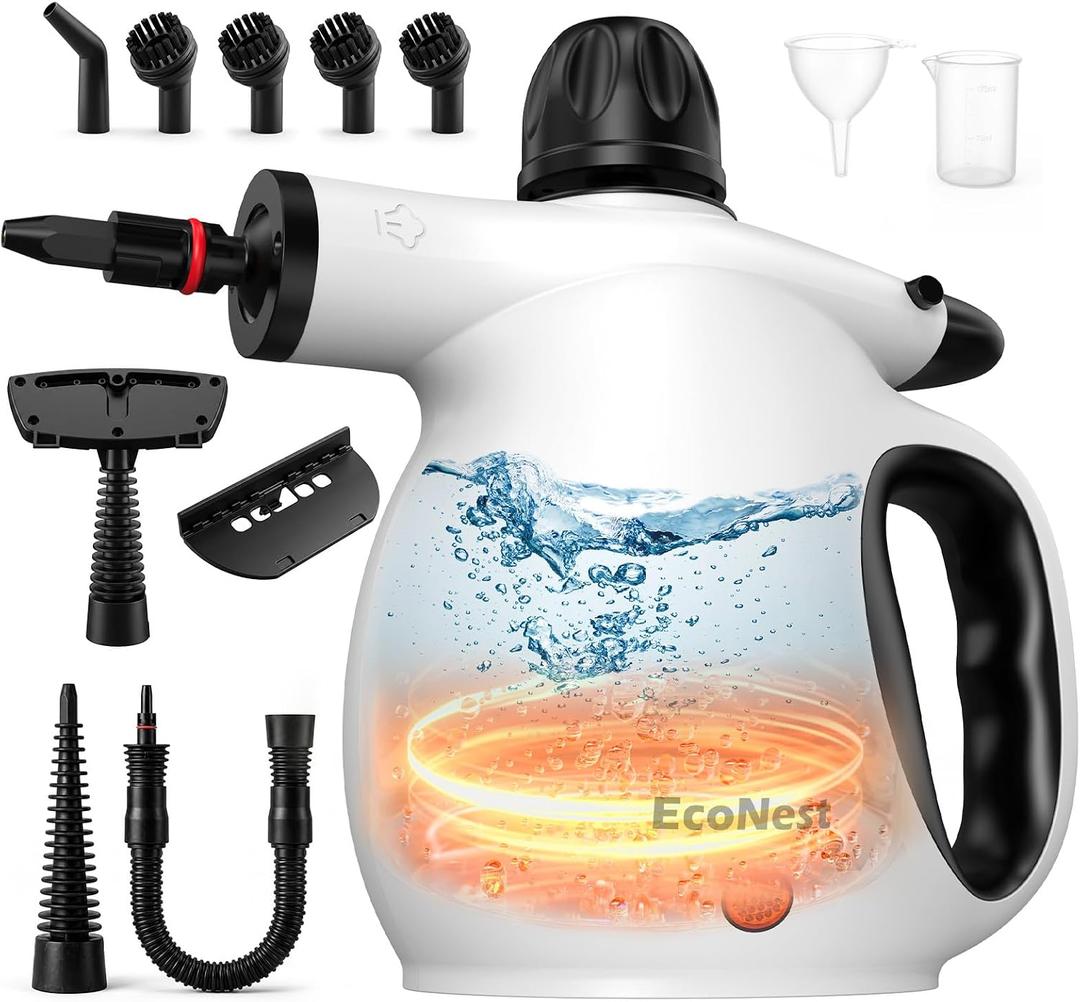 Handheld Steam Cleaner, Large Tank & 11PCS Accessories Powerful Steam Cleaner with Safety Lock for Cleaning Car, Furniture, Floor, Kitchen, Windows and more
