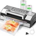 Upgraded Precision Fast-Vacuum Sealer, LIWUNON Commercial Full Automatic Food Vacuum Sealer Machine, Double Heat Seal, Built-in Cutter&Bag Storage, Powerful Food Vacuum Saver, 2 Bag Rolls&hose (Stainless steel)