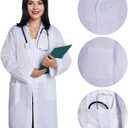 Scientist Doctor Costume Lab Coat Women Men Halloween White Long Flat Sleeve Lab Coats Accessories with Stethoscope (White)