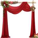 VOK Red Wedding Arch Draping Fabric Chiffon Fabric, 29in x 18Ft 2 Panels Sheer Chiffon Outdoor Curtain for Wedding Ceremony Birthday Party Decoration (Red,2 Panel)