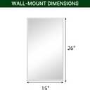 Buruis 15 x 26 in Framed Medicine Cabinet Mirror for Bathroom, White, 14 x 24 inch Single Door
