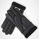 YISEVEN Women's Winter Sheepskin Shearling Leather Gloves Wool Cuffs (Black, L)