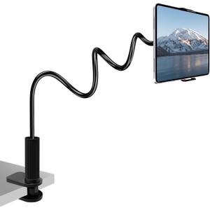 Gooseneck Phone Holder-Cell Phone iPad Stand with 39inch Flexible Long Lazy Arm, 360 Adjustable, Clamp Mount Stand for Desk, Bed, Office, Kitchen-for iPhone, All 4-11" Smartphone and Tablets
