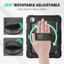 SEYMAC Case for iPad Pro 13 Inch M5 2025 / M4 2024, Heavy Duty Shockproof Protective Case with Screen Protector, 360 Rotating Stand, Hand/Shoulder Strap and Pen Holder, Black