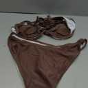 ZAFUL Women High Cut Bikini Sets String Sexy Swimsuit Two Piece Underwire Bathing Suit Brazilian Cheeky Cut Out Cute Swimwear (Large, Coffee)