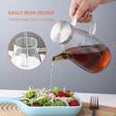 Large Glass Oil Dispenser Bottle for Kitchen Cooking Recipiente Para Aceite De Cocina Olive Oil Vinegar Dispenser Cruet Stainless Steel Lid No Drip Liquid Container (Clear, 34oz /1000ml)