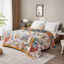 Boho Throw Blanket Farmhouse Decor Throw Blanket Bohemian Blanket for Bed 100% Cotton Muslin Woven Couch Blanket All Seasons Quilt Bedroom (Beige, 60"x80")