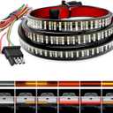 Nilight Truck Tailgate Light Strip 48" Triple Row 360 LED Strip with Red Running Brake Lights White Reverse Light Amber Turning Signals Strobe Lights