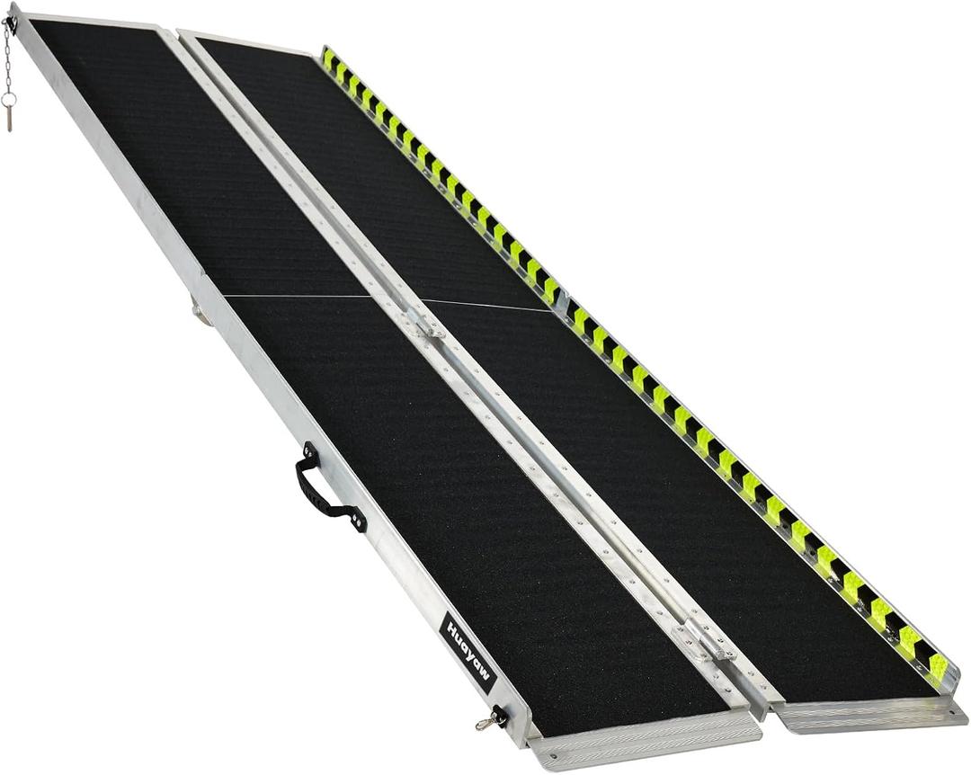 Huayaw Wheelchair Ramp 8FT, Anti-Slip Aluminum Folding Handicap Portable Ramp, Wheelchair Ramps for Home Steps, Stairs, Doorways, Scooter Ramp