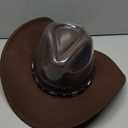 Lanzom Women Men Classic Felt Wide Brim Western Cowboy Cowgirl Hat with Belt Buckle (Large-X-Large, Coffee 1)