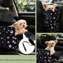 Center Console Dog Car Seat Safe Travel for Small Dogs Under 15 lbs Detachable Washable Pet Carrier with Storage Pockets & Safety Leash,Black