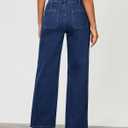 GRAPENT Wide Leg Jeans for Women Trendy High Waisted Loose Straight Leg Stretchy Retro Denim Pants with Pouch Pockets (Blue, S)