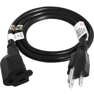 FIRMERST 1875W Heavy Duty Extension Cord 3 Feet 14 AWG 15A Black UL Listed