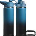 CIVAGO 24 oz Insulated Water Bottle With Straw, Stainless Steel Sports Water Flask Cup with 3 Lids (Straw, Spout and Handle Lid), Double Walled Travel Thermal Canteen Mug, Indigo Black