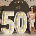 Mixifox 50 Light up Numbers 3 Feet Tall, 50 Marquee Numbers for Party, 50th Birthday Decorations for Women Men, Big 50 Sign with Light for Anniversary, Birthday Backdrop Decor