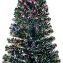 6FT Fiber Optic Green Christmas Tree Artificial Tree with Stand,Pre-lit Full Xmas Tree with Top Star Perfect for Indoor Holiday Decoration