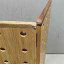 Foldable Pegboard Organizer for Kitchen Bamboo Base & Acacia Wood Edge Dish Rack for Kitchen Countertop, Cabinet, and Drawer, 16 Removable Pegs, 15.7" x 15.7"