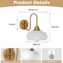 KCO Lighting Brushed Gold Wall Sconces Set of Two Milk Glass Wall Sconce Mid Century Modern Wall Sconce Frosted Globe Vanity Light Bathroom Sconces Wall Lighting Set of 2