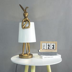 Bunny Table Lamp, Resin Animal Rabbit Lamp, LED Bunny Decor Lamp with Fabric Shade, H20in,Vintage-Style Component,Suitable for Office Bedside (White H20)