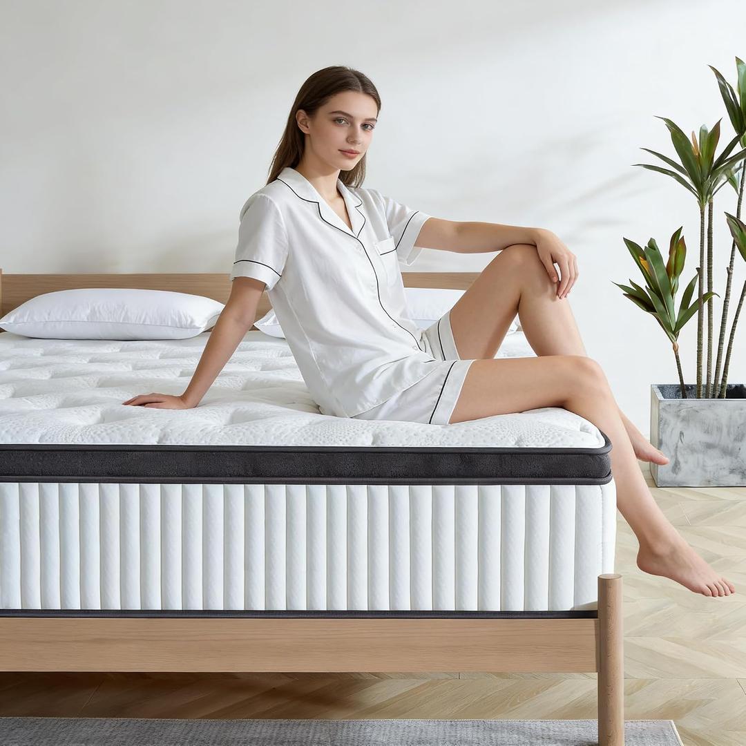 Full Size Mattress, 12 Inch Full Hybrid Mattresses with Memory Foam and Individual Pocket Spring for Motion Isolation, Pressure Relief, Medium Firm Mattress in a Box, 54 * 75 * 12