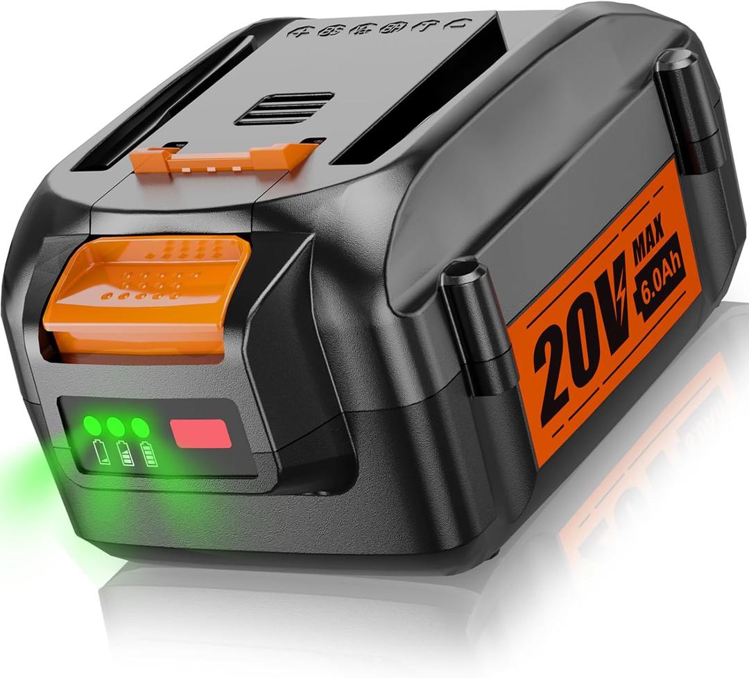 6.0Ah WA3520 Battery Replacement for Worx Battery 20V PowerShare WA3520 WA3525 WA3575 Compatible with Worx 20V Cordless Tools WG151s, WG155s, WG251s, WG255s, WG540s, WG545s, WG890, WG891