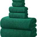 REDKISS Soft 6 Piece Bath Towel Set - 2 Bath Sheets, 2 Hand Towels, 2 Washcloths - Highly Absorbent, Quick Dry, Lightweight Towel Sets Collection, Premium Dark Green Towels for Bathroom, Gym & Spa